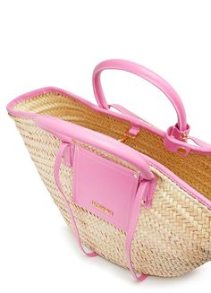 Details and care.Description : carabiner, logo in gold letters, front logo, basket, hand carried, worn on the shoulder..Material : 100% Other fibers / 100% Cow leather.Color : neon_pink.Item measurements : Width 37 cm / 14.6 ', Height 19 cm / 7.5 '..Size & measurements : The model is 5ft 7in / 1.71m tall..Product code : JACB879APINZZZZZ00 Luxury Basket Bag For Everyday, Luxury Basket-shaped Everyday Bag, Designer Natural Bucket Straw Bag, Designer Natural Straw Bucket Bag, Designer Natural Color Tote Bucket Bag, Designer Straw Bucket Bag With Braided Handles, Tan Bucket Bag With Handles, Summer Bucket Bag With Gold-tone Hardware For Shopping, Luxury Leather Basket Bucket Bag