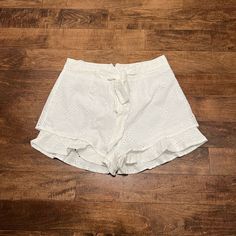 White Lace Shorts. Lined. Never Used. Summer Shorts With Lace Trim, Summer Lace Trim Shorts, White Lace Trim Shorts For Summer, Lace Trim Summer Shorts, Summer Bottoms With Lace Trim And Short Shape, Summer Bottoms With Lace Trim, Beach Shorts With Lace Trim, Short Beach Shorts With Lace Trim, Summer Shorts With Lace Trim For Day Out