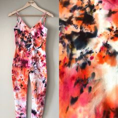 Tie Dye Full Bodysuit Leotard Unitard Catsuit / Ready to Ship Size Medium/ Koi Orange Black White / Hand Dyed Yoga Dance One Piece Jumpsuit Women's  These very comfortable and have great stretch. I am 5'4", 34 Bust, Size 8-10 Pants and I wear a Medium. You will love wearing this unique, one of a kind, hand dyed piece of art! Awesome gift idea. Hippie, Boho/Bohemian Style, Festival Fashion. Comfortable, breathable, natural fiber fabric. Perfect for everyday wear or special occasions. I use only t Fitted Orange V-neck Bodysuit, Multicolor Stretch V-neck Jumpsuits And Rompers, Multicolor Stretch Printed Jumpsuits And Rompers, Stretch Multicolor Printed Jumpsuits And Rompers, Multicolor Printed Stretch Jumpsuits And Rompers, Multicolor Stretch V-neck Bodysuit, Fitted Printed V-neck Bodysuit, Printed Fitted V-neck Bodysuit, Fitted V-neck Printed Bodysuit