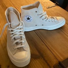 Brand New 1970s Converse Worn Once. When Bought, They Were Only Available In Europe Hence The Price. Not Sure If That’s Still The Case Converse Cream, Cream Converse, Cute Converse Shoes, Converse 1970s, Cute Converse, Shoes Converse, Womens Converse, Converse Chuck, Converse Shoes