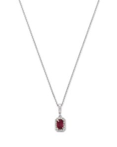 Bloomingdale's Fine Collection Ruby & Diamond Halo Pendant Necklace in 14K White Gold, 16 - Exclusive Halo Pendant, Elegant Pendant, Exclusive Jewelry, Ruby Diamond, Diamond Halo, Halo Diamond, Spring Rings, Black Diamond, Halo