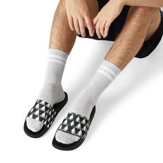 Stand Out In Style: White Pattern Slide Sandals For Men DipaliZ Men’s White Pattern Slide Sandals: DipaliZ Style & Quality! Step into summer with confidence in our DipaliZ Men’s White Pattern Slide Sandals. These PU slide sandals feature a sleek grey, black, and white pattern design that sets you apart from the crowd. Crafted with 100% PU outsoles and durable neoprene and polyester straps, these men's sandals are built for all-day comfort. The edge-to-edge strap design guarantees long-lasting we Black And White Pattern Design, Mens Slide Sandals, Sandals For Men, Mens Slides, Black And White Pattern, Men's Sandals, Sandals Brands, Strap Design, White Patterns