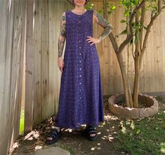 Vintage 1990's purple and blue swirl maxi dress. Buttons down the front. Measurements Below Label: Apostrophe  Size: labeled large (see measurements below before purchase) Material: coarse rayon fabric Condition: excellent vintage condition  Measurements- while laying flat (bust, waist and hips are already doubled)  Bust: 39 inches around (tight 40.5 inches around) Waist: 36 inches around Hips: 45 inches around Length (shoulder down to bottom hem): 51.5 inches  Circumference of armpit: 18.5 inches around Feel free to message me with further inquiries! All sales are final, please message me with any questions/ concerns prior to purchase. Attention international customers! Orders can take up to 3 months to arrive depending on location and normally take 1-2 months on average Violet Dress, Violet Dresses, Dress Buttons, Blue Swirl, Purple Swirl, Blue Violet, Rayon Fabric, Dress Clothes For Women, Cool Girl