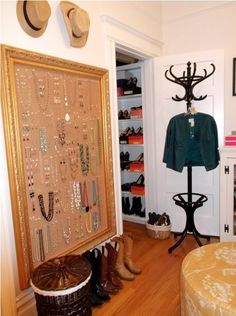 the closet is full of jewelry and shoes for all kinds of people to use it