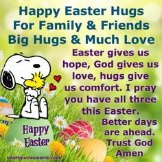 happy easter wishes for family and friends from the big hugs & much love message to you