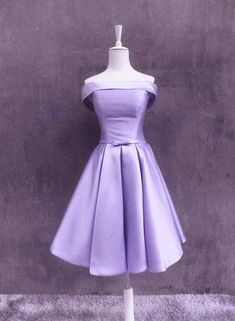 Lovely Off Shoulder Style Light Purple Satin Homecoming Dress, Short P – BeMyBridesmaid Vestido Color Lila, Simple Party Dress, Cute Party Dress, Lavender Prom Dresses, Off Shoulder Style, Homecoming Dress Short, Cute Homecoming Dresses, Cute Dresses For Party, Custom Bridesmaid Dress