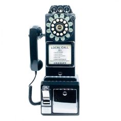 an old fashioned phone is sitting on a white background with the word local call written below it