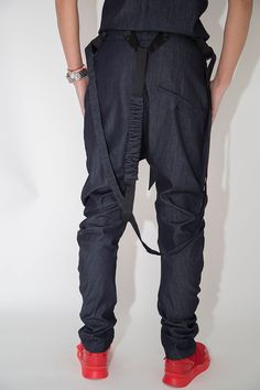 Designer Jeans Set, Women's Casual Pants, Designer Balloon Sleeve Top, Handmade Denim Pants, Drop Crotch Pants, Conceptbg - Etsy Fitted Denim Cargo Pants With Belt Loops, Baggy Dark Wash Bottoms With Belt Loops, Denim Pants With Belt Loops And Standard Cut Leg, Long Sleeveless Vest, Drop Crotch Pants, Balloon Sleeve Top, Women Pants, Grey Pants, Designer Jeans