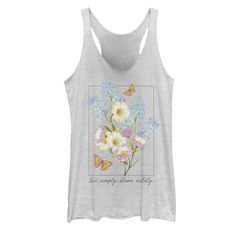 You'll absolutely love the simple yet stylish design of this juniors' floral graphic tank top. You'll absolutely love the simple yet stylish design of this juniors' floral graphic tank top. Scoopneck SleevelessFABRIC & CARE Polyester, cotton, rayon Machine wash Imported Size: Xxl. Color: White. Gender: female. Age Group: kids. Material: Cotton / Poly. Spring Letter Print Tank Top, Trendy Graphic Print Tank Top For Spring, Spring Graphic Print Cotton Tank Top, Spring Graphic Print Racerback Tank Top, Spring Cotton Graphic Print Tank Top, Spring Cotton Tank Top With Floral Print, Cotton Floral Print Tank Top For Spring, Casual Cotton Tank Top With Floral Print, White Heather