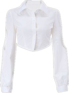 Cotton Button-up Crop Top, Fitted Button-up Cotton Crop Top, Fitted Cotton Button-up Crop Top, Elegant Fitted Cotton Crop Top, Trendy White Long Sleeve Cropped Shirt, Trendy Fitted Button-up Crop Top, Fitted Collared Cotton Crop Top, Fitted Cotton Collared Crop Top, Trendy Fitted Crop Top Shirt