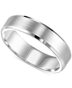 men's wedding band in 18k white gold, 6mm width with satin finish