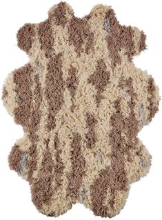 a brown and white area rug on a white background