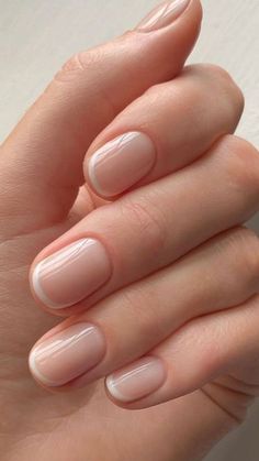 Natural American Manicure, Natural Looking Manicure Ideas, Winter 2024 Nail Ideas, American Vs French Manicure, Short Manicured Nails Natural, Engagement Nails Ideas Short, Classic Manicure Short Nails, Neutral Shellac Nails, Classic Nails Elegant Short