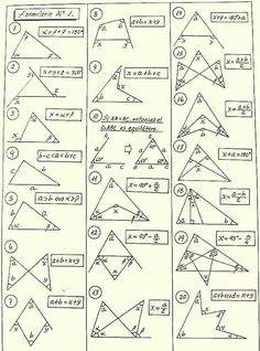 the worksheet is shown with several different angles and numbers on it, including two triangles