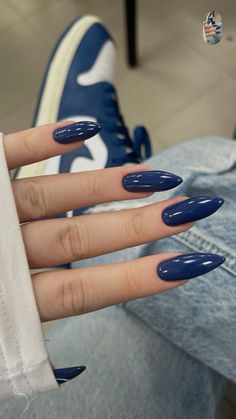 Midnight Nails, Navy Nails Design, Acrylic Inspiration, Blue Gel Nails, Navy Blue Nails, Boho Nails, Long Acrylic Nail Designs, Blue Acrylic Nails, Christmas Gel Nails