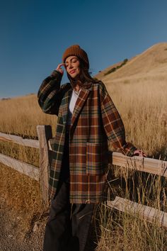 Scorpio 2.0 Half + Half Oversized Coat in Pine + Brown *RESTOCKED* Satin Playsuit, Dressed In Lala, Oversized Wool Coat, Grunge Chic, Tan Plaid, Half And Half, Blazer Set, Flannel Jacket, Wool Shop