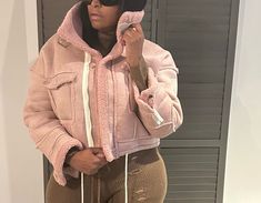 Beautiful stylish Faux shearling jacket Misty pink fits true to warm and high quality Pink Hooded Fur Coat With Faux Fur Trim, Pink Winter Outerwear For Streetwear, Pink Winter Streetwear Outerwear, Cozy Pink Spring Outerwear, Fitted Pink Fur Coat With Long Sleeves, Pink Fitted Long Sleeve Fur Coat, Pink Fleece-lined Outerwear For Winter, Pink Fleece-lined Outerwear For Streetwear, Pink Winter Outerwear With Fleece Lining