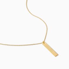 Not only is our Vertical Bar Necklace a timeless piece, but it’s also engravable! Make this chain and pendant necklace personal to you by engraving a special date, name, a sweet message, or anything else you want on it. This engravable necklace can fit up to 10 characters on one line, front and back. Engravable Necklace, Uncommon James, Vertical Bar Necklace, Chain And Pendant, Sweet Message, Vertical Bar, Gold Bar Necklace, Sweet Messages, Engraved Jewelry