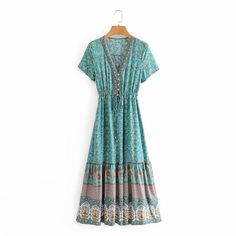 Floral Print V-Neck Short Sleeve Tassel Beach Bohemian Dress



Material:97% cotton 3% spandex.











 Size





 S / cm





 M / cm





 L / cm









Bust



96

37.80''

100

39.37''



106

41.73''







Waist





90

35.43''



94

37''

100

39.37''







Shoulder





36

14.17''



37

14.57''



38.5

15.16''







Length





128

50.39''



129

50.79''



130.5

51.38''





Sleeve

18

7.09"

19

7.48"

20.5

8.07"







 NOTE:

1. Please strictly follow the size chart Bohemian Beach Dress, Hippie Top, Chic Maxi Dresses, Bohemian Maxi, Boho Hippie Chic, Boho Summer Dresses, Bohemian Maxi Dress, Autumn Dress, Boho Maxi