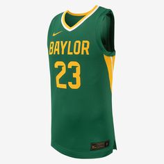 Gear up like you're on the team. Inspired by what the Bears wear on game day, this Baylor jersey pairs replica design details with breathable fabric and a relaxed fit to help keep you comfortable as you cheer on your favorite squad. Varsity Basketball Jersey In Team Colors, Collegiate Basketball Jersey, Collegiate Cotton Basketball Jersey, Collegiate Cotton Jersey With Team Name, Team-colored Basketball Jersey For Team Spirit, Collegiate Cotton Jersey For Team Events, Collegiate Cotton Jersey For Fans, Collegiate Cotton Jersey For Fan Gear, Collegiate Jersey With Team Logo For College