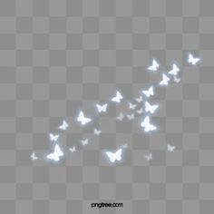 white butterflies are flying in the air on a gray background, with lightening effect