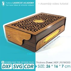 the wooden box is designed to look like an intricate pattern and has a laser cut design on