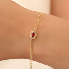 Elevate your jewelry collection with our elegant **14K Solid Gold Real Diamond Oval Garnet Bracelet the perfect emblem of sophistication and timeless beauty. This stunning bracelet features a striking oval garnet at its center, surrounded by brilliant real diamonds that catch the light beautifully, making it an eye-catching piece for any occasion. Crafted with care, the bracelet is designed not only to dazzle but also to become a cherished addition to your jewelry box, suitable for a variety of Garnet Jewelry Set, Gold Oval Ring, Bracelet Elegant, Garnet Bracelet, Garnet Pendant, Garnet Jewelry, January Birthstone, Birthstone Gifts, Oval Diamond