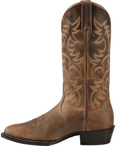 Ariat Heritage Cowboy Boots - Medium Toe, Distressed, hi-res Brown Vibram Sole Boots With Snip Toe, Waterproof Boots With Reinforced Snip Toe For Western-themed Events, Waterproof Boots With Reinforced Heel And Snip Toe, Firefighter Boots, Blue Cowboy Boots, Vegan Birthday, Business Bags Men, Vegan Birthday Cake, Kids Cowboy Boots