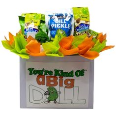 you're kind of abig dill gift box with orange and green flowers