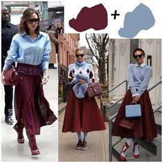 Jewel Tones Outfit Color Combos, Maroon Colour Combination Outfit, Wine Color Combinations Outfits, Burgundy Outfit Ideas Color Combos, Burgundy Colour Combinations, Plum Outfit Ideas, Fashion Trends 2023 Spring Summer Women, Looks Kate Middleton, Rok Outfit