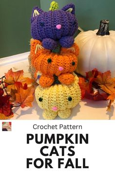 Crochet these cute pumpkin cats for fall! Click to get the crochet pattern to make the pumpkin cats. Pumpkin Cats, Left Handed Crochet, Spool Knitting, Pumpkin Cat, Cat Crochet, Crochet Abbreviations, Crochet Videos Tutorials, Crochet Diy, Arm Knitting