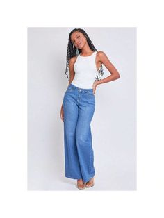 These Women's Low Rise Wide Leg Jeans will have you feeling too hot to handle! This jean is made with midweight stretchy denim and a low-waisted rise for your ultimate comfort, while the wide leg shape creates a flattering silhouette that elongates your legs. Constructed with a classic five-pocket construction and a front zip fly with single button closure. Style with a fitted crop and tennis shoes for a trendy street look, or swap your sneakers for heels to sass things up! 

Product Details: 
- Low Rise Wide Leg Jeans, Street Look, Women Essentials, Low Waisted, Women Denim Jeans, Kids Beachwear, Wide Leg Jeans, Tennis Shoes, Denim Women