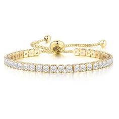 Brand New Women's Gold & Diamond Tennis Bracelet 18k Yellow Gold Plated Sterling Silver Genuine 2ct Lab Created Square Diamonds Adjustable Band To Fit Any Size Women's Wrist Retail Price $300 Buy With Confidence From A Trusted Seller With A 99%+ Feedback Rating! A0463 (Id-1109) Adjustable Tennis Bracelet For Everyday Luxury, Fine Gold Bracelet With Cubic Zirconia, Everyday Luxury Gold Cubic Zirconia Bracelets, Gold Cubic Zirconia Bracelets For Everyday Luxury, Adjustable Yellow Gold Tennis Bracelet, Yellow Gold Cubic Zirconia Crystal Bracelet Gift, Silver Tennis Bracelet For Everyday Luxury, Dazzling Gold Bracelet For Gift, Formal Cubic Zirconia Chain Bracelet