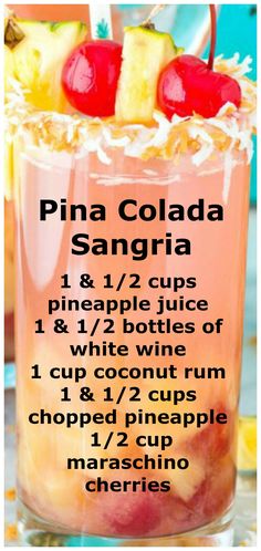 a pina colada sangria recipe with pineapple juice and white wine for two cups