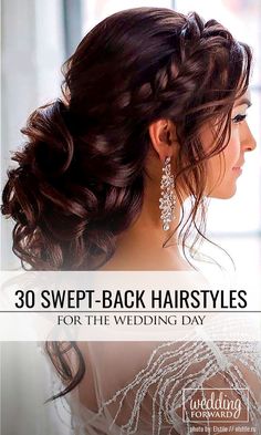 Killer Swept-Back Wedding Hairstyles ❤ If you are not sure which hairstyle to… Dandiya Hairstyle For Bride, Party Hairstyles Medium, Gown Hairstyle, Hairstyle For Bride, Reception Hairstyle, Fish Cut Gown, Fancy Looks, Hair Chignon, Reception Hairstyles