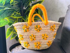 This bag is handwoven in the souks of Morocco, from a palm leaf. It is a "Slow Fashion" product representing everything that is eco, ethical and green. Even though this Spring & Summer season is all about straw 🤍 Small round wicker French basket, hand woven in Marrakesh by friends and family. Ideal small shopper or beach bag. Also a perfect bag or gift for a girl - great for school books etc. This braided bag is perfect anytime and everywhere, Especially in the summer and there are those who li Handmade Yellow Straw Bag For Summer, Handmade Yellow Straw Summer Bag, Yellow Handwoven Straw Summer Bag, Handmade Yellow Summer Straw Bag, Yellow Handwoven Summer Straw Bag, Eco-friendly Yellow Straw Bag With Braided Handles, Yellow Handwoven Bucket Straw Bag, Yellow Handmade Straw Bag For Daily Use, Handmade Yellow Straw Bag For Daily Use