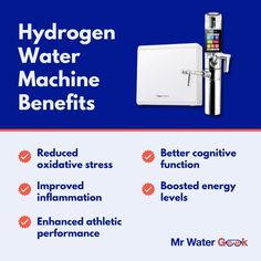 an advertisement for hydrogen water machine benefits