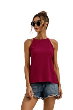 The EMES SHOP light top is detailed with a simple halter neck line that highlights and defines your shoulders. Features a keyhole back. solid color. and relaxed fit. Style it with denim shorts and sunnies for the perfect summer look.MATERIAL:100%Soft Poly MEASUREMENTS:Product Length 25"-27"in Small | Bust & Hem Width : 37"-39"in Medium| Bust & Hem Width : 39"-41"in Large| Bust & Hem Width : 41"-43"in XL| Bust & Hem Width :43"-45"in Beach Vacation Clothes, Vest 2023, Summer Tank Dress, Vacation Clothes, Long Sundress, Summer Vest, Wide Leg Romper, Fashion Attire, Chiffon Maxi Dress