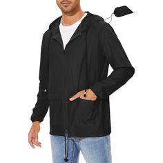 PRICES MAY VARY. Waterproof and Breathable: This rain jacket lightwight has a waterproof coating on the surface, which has good waterproof performance; This material and excellent craftsmanship also make mens rain jacket have good breathability Lightweight and Packable: This men's rain coat features a lightweight and packable design that can be easily folded into the provided storage bag; It takes up very little space and is very convenient to carry when traveling Comfortable Wearing : This wate Hood Men, Men Windbreaker, Packable Rain Jacket, Rain Coats, Mens Rain Jacket, Mens Raincoat, Coats Men, Rain Suit, Men's Windbreaker