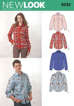 a woman's shirt and blouse sewing pattern from new look