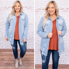 This chill top is just what your wardrobe has been missing! It has a classic denim fabric with a light blue color you can style for every occasion! It features a button-front, a distressed hemline, and can be worn alone or as a layered look! Style this top with a basic tee and shorts for an effortlessly chic outfit! Effortlessly Chic Outfits, Chic Outfit, Top Light, Fabulous Fashion, Light Blue Color, Basic Tee, Layered Look, Mom Style, Denim Fabric