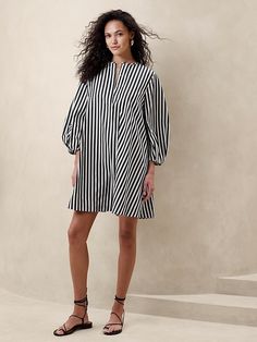 Poplin Lantern-Sleeve Mini Dress | Banana Republic Cotton Poplin Dress, Lantern Sleeve Dress, Oversized Dress, Poplin Dress, Summer Lovin, Closet Fashion, Banana Republic Dress, Lantern Sleeve, Mini Dress With Sleeves