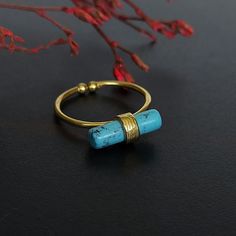 ✦Please contact me if you need MORE QUANTITY of this item. ✦ DETAILS ABOUT THIS PAIR: ∙A modern and beautiful blue turquoise cylindrical stone, set on a brass ring/toe ring plated in gold.   ∙One size fits all. ∙Each piece is unique as each stone is different in its natural state. ∙Size: 4 x 13 mm thick.  Weight: 1.10gm ∙Materials: Brass, Gold, Turquoise stone ✦PACKAGING: ✧Your order is packed securely in a beautiful box ready to gift out if required. Please inform me if you require separate boxes for orders of more than one item. ✦SHIPPING: ✧Orders are processed and sent out between 1 to 3 days.  ✧ I offer a shipping upgrade if required. ✧Thank you for visiting my shop.  ✧Hope you find something you love. ✧Sending loads of good luck your way 💕 ✧You can contact me at Chancharms33@gmail.co Ring Plate, Bohemian Jewellery, Gold And Blue, Toe Ring, Marble Stone, Modern Ring, Marble Stones, Brass Ring, Toe Rings