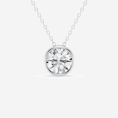 2 ctw Round Lab Grown Diamond Bezel Set Solitaire Pendant with Adjustable Chain 14K White Gold, GH, VS2 Cheap White Round Pendant Necklace, Classic Luxury Solitaire Necklace With Cable Chain, Modern Solitaire Necklace With Single Round Cut Diamond, Modern Solitaire Round Diamond Necklace, Modern Round Cut Solitaire Necklace, Modern Round Solitaire Necklace For Formal Occasions, Modern Round Solitaire Necklace For Formal Events, Modern Solitaire Necklace With Single Diamond In Diamond White, Modern Solitaire Necklace With Brilliant Cut