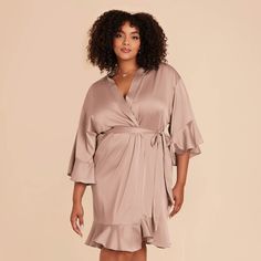 These gorgeous ruffle satin robes are perfect to get ready in. Availabke in Mocha. Equal parts sweet and flirty, these ruffled satin robes will make your bridal suite moment unforgettable. | Mocha Getting Ready Georgette Size XS/S | Birdy Grey Kenny Ruffle Satin Robe Satin Robes, Birdy Grey, Bridal Suite, Sleepwear & Loungewear, Birdy, Getting Ready, Get Ready, Mocha, Lounge Wear