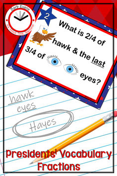 presidents'vocably fractions worksheet with pencil and eraser on top