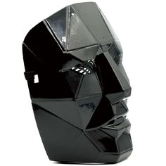 a black mask is shown against a white background