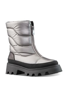 Cougar Women's Zip Quilted Cold Weather Boots Winter Silver Boots With Reinforced Heel, Silver Winter Boots With Reinforced Heel, Silver Boots With Reinforced Heel For Winter, Silver Leather Winter Boots, Quilted Boots, Cold Weather Boots, Weather Boots, Boot Shoes Women, Cold Weather