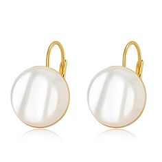 Mother of Pearls Round Earrings - House Of Pearls Elegant Gold Plated Round Clip-on Earrings, Gold Plated Clip-on Pearl Drop Earrings, Gold Round Clip-on Earrings With Pearl Drop, Gold Round Pearl Drop Clip-on Earrings, Gold Plated White Drop Earrings, Elegant Formal Hoop Earrings With Lever Back, White Gold Clip-on Drop Earrings, Elegant White Hypoallergenic Clip-on Earrings, Gold Round Bridal Earrings With Ear Wire