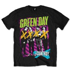 Rock on in this cool Green Day t-shirt featuring a cool take on Green Day's Cuatro! cover art. Each shirt is an officially licensed, standard-fit, 100% cotton t-shirt. Green Day Cuatro! T-shirt Green Day T Shirt, Green Day Shirt, Emo Shirts, Band T Shirts, Short Styles, Green Day, High Quality T Shirts, Black Tshirt, Shirts Tops